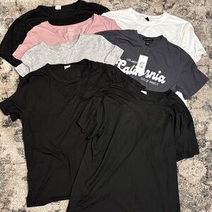 Assorted T-Shirts in Black, Pink, Gray